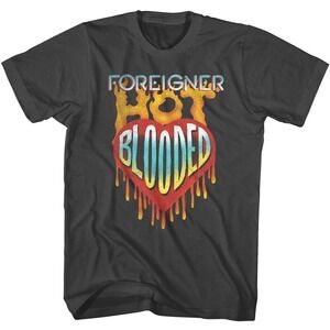 Foreigner Hot Blooded T Shirt Burning Heart Song Rock Band Concert Fans Tee